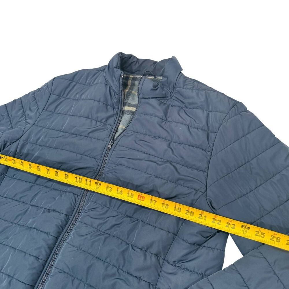 Voyager Mens XXL Quilted Puffer Jacket Navy Plaid Fleece Lined Full Zip Warm - Picture 2 of 6
